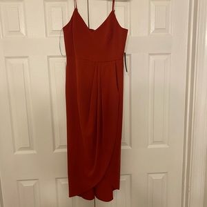 Lulus - Burnt Orange Midi High Low Dress - Size Medium - NWT